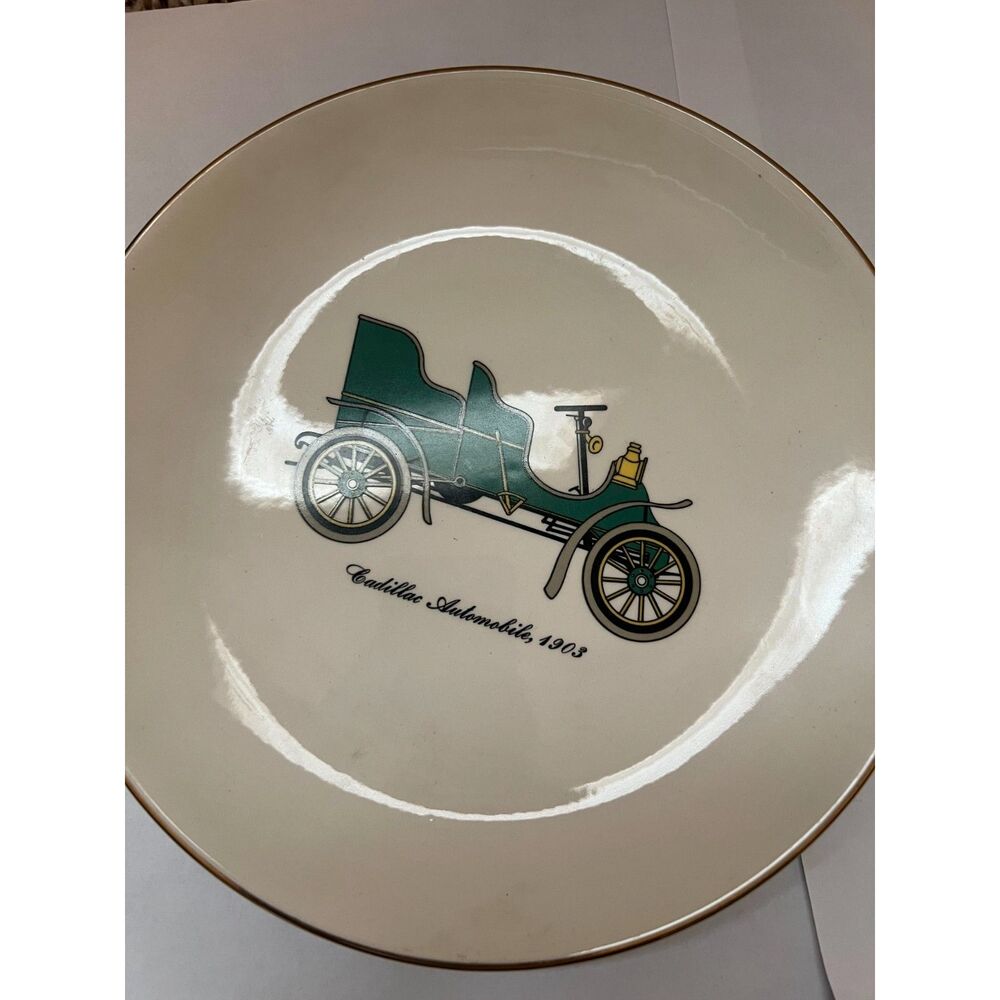 VTG Debutante Homer Laughlin Cadillac Automobile 1903 Plate 22K Gold Trim 7.5 In